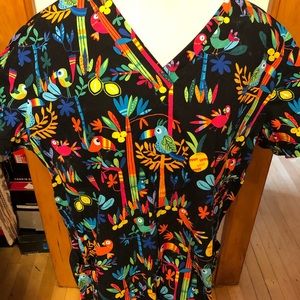Tropical Print Scrub Top